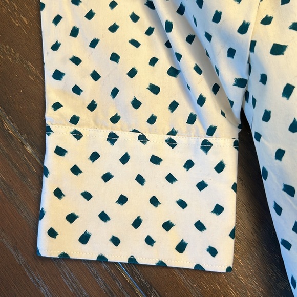 Lands End Button Up Tunic Blouse.  26W. Dark green brushstroke pattern. - Picture 2 of 9